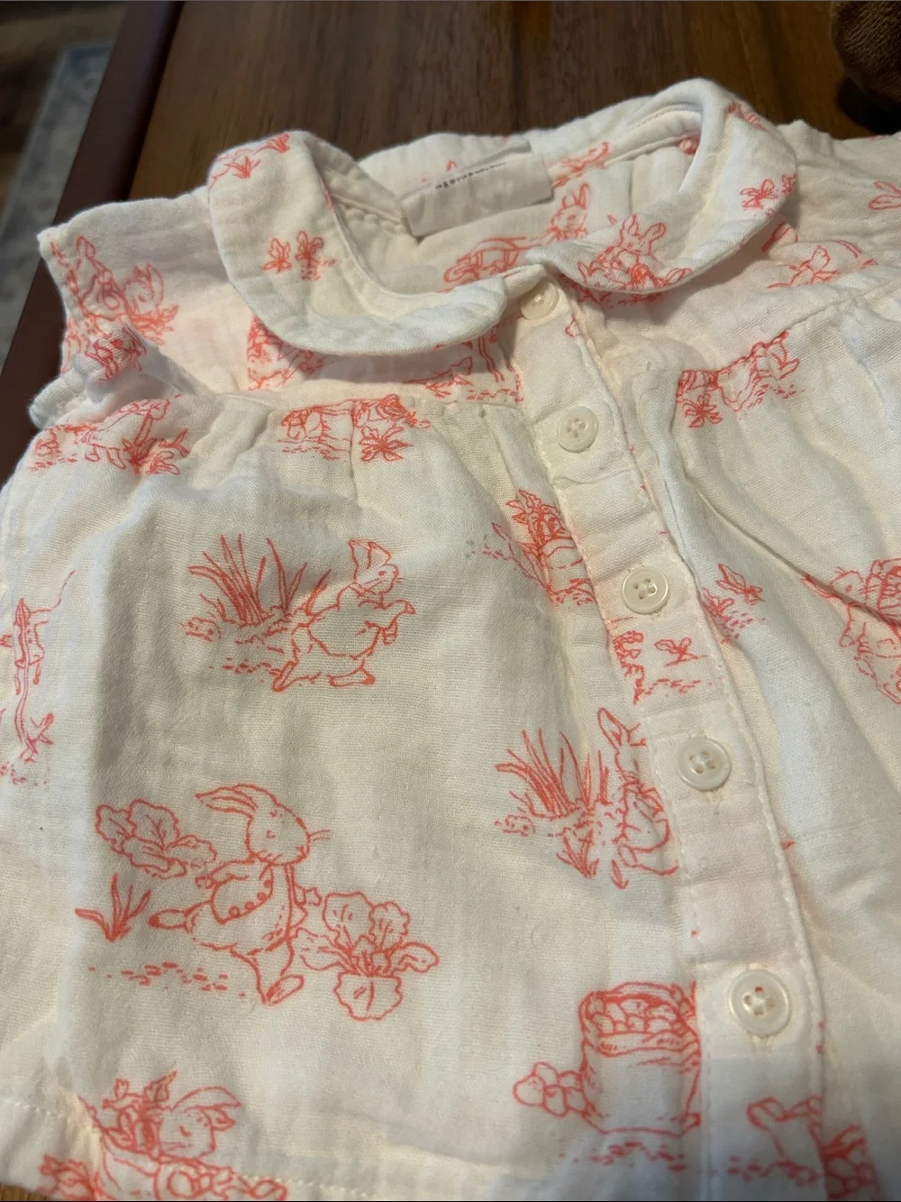 GAP White & Coral Printed Baby Two-Piece Top and Diaper Cover